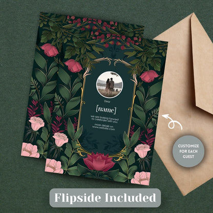 Elegant Floral Vintage Garden Wedding Invitation