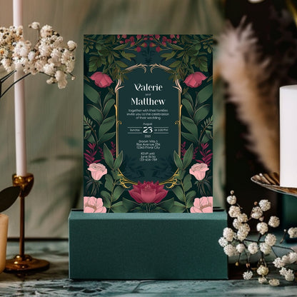 Elegant Floral Vintage Garden Wedding Invitation