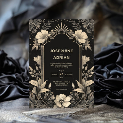 Celestial Gothic Vintage Wedding Invitation