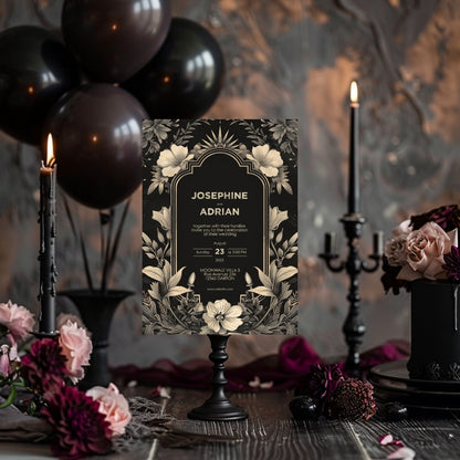 Celestial Gothic Vintage Wedding Invitation