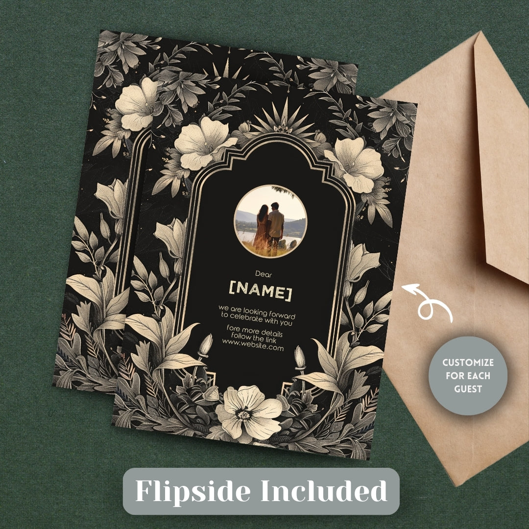 Celestial Gothic Vintage Wedding Invitation