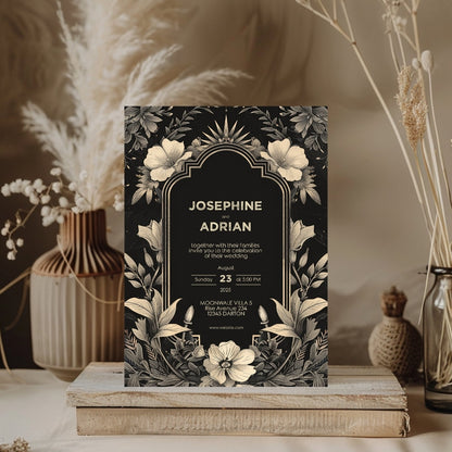 Celestial Gothic Vintage Wedding Invitation