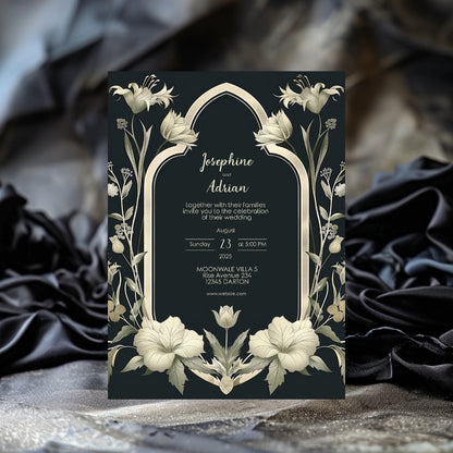 Vintage Greenery Gothic Frame Wedding Invitation