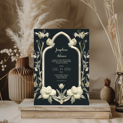 Vintage Greenery Gothic Frame Wedding Invitation