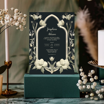 Vintage Greenery Gothic Frame Wedding Invitation