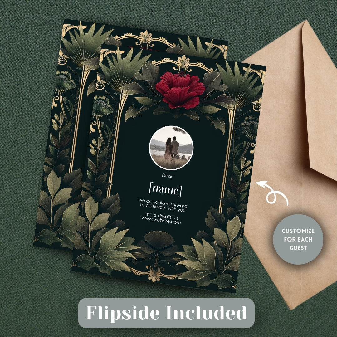 Red Rose Vintage Garden Arch Wedding Invitation