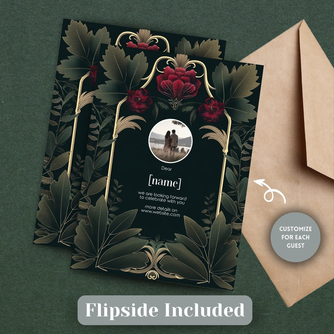 Vintage Red Rose Garden Wedding Invitation