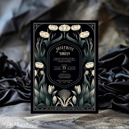 Mystical Greenery Gothic Wedding Invitation