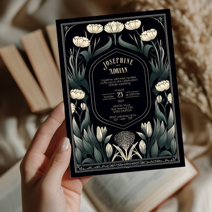 Mystical Greenery Gothic Wedding Invitation