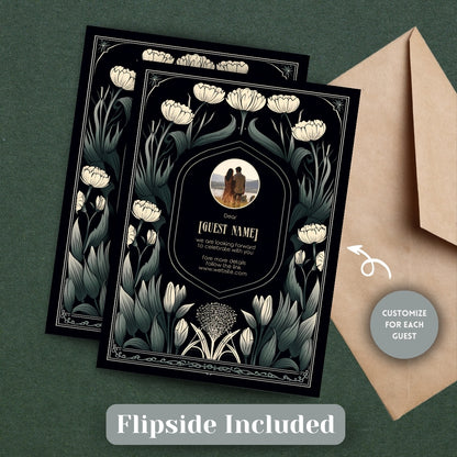 Mystical Greenery Gothic Wedding Invitation