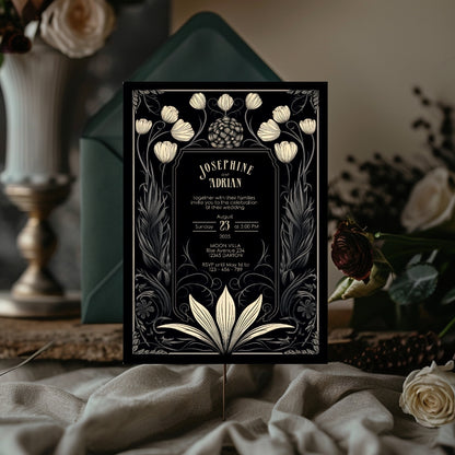 Mystical Floral Gothic Wedding Invitation