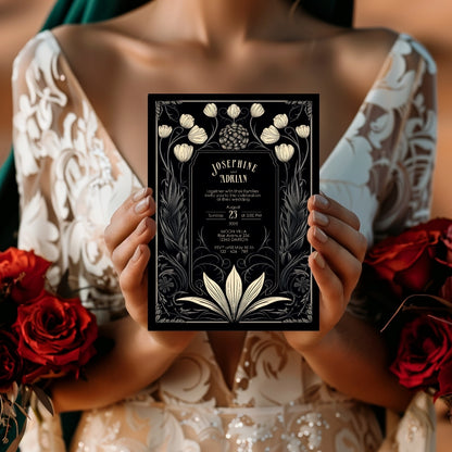 Mystical Floral Gothic Wedding Invitation