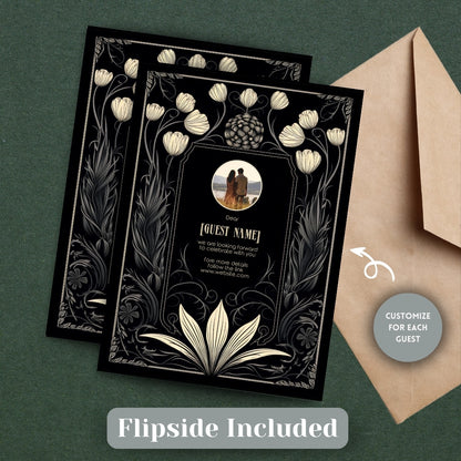 Mystical Floral Gothic Wedding Invitation