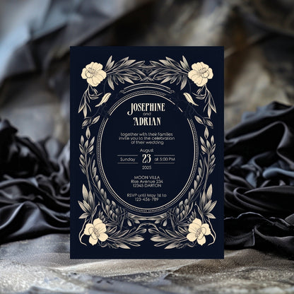 Floral Gothic Frame Wedding Invitation