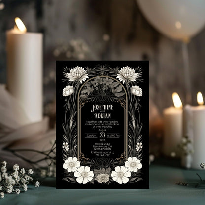 Gothic Art Deco Wedding Invitation