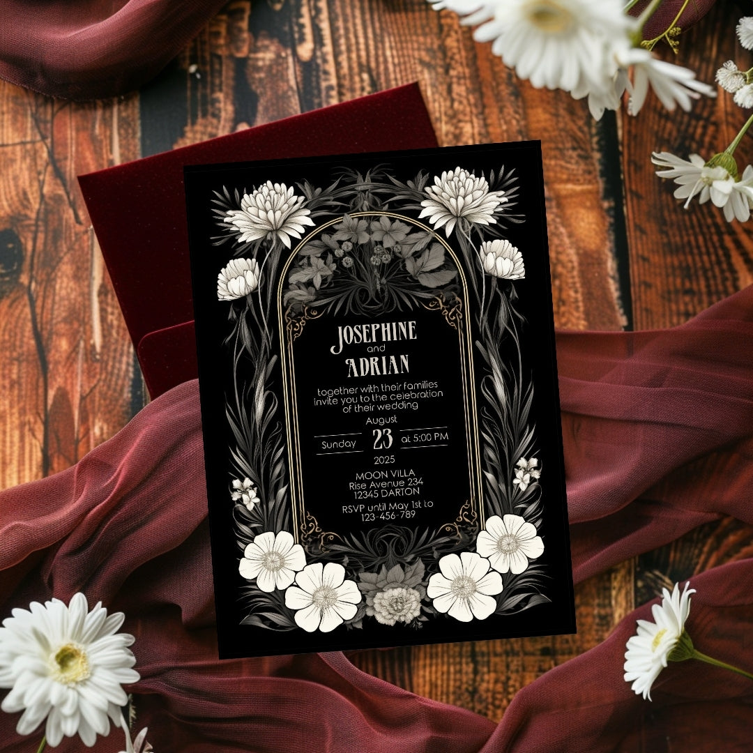 Gothic Art Deco Wedding Invitation