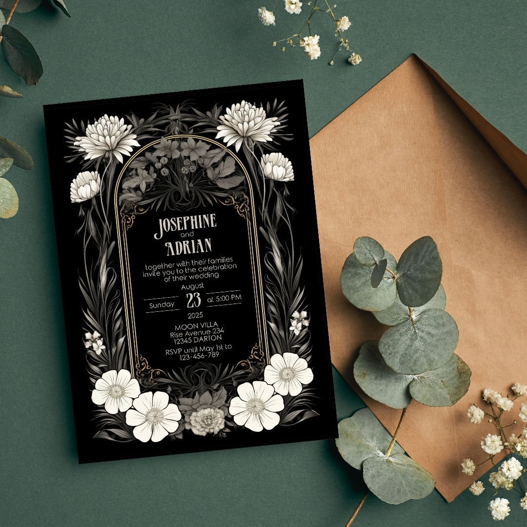 Gothic Art Deco Wedding Invitation