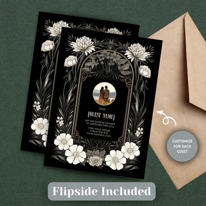 Romantic Gothic Wedding Invitation Set - 5x7 Invitation, 4x6 Details, 3.5.x5 RSVP