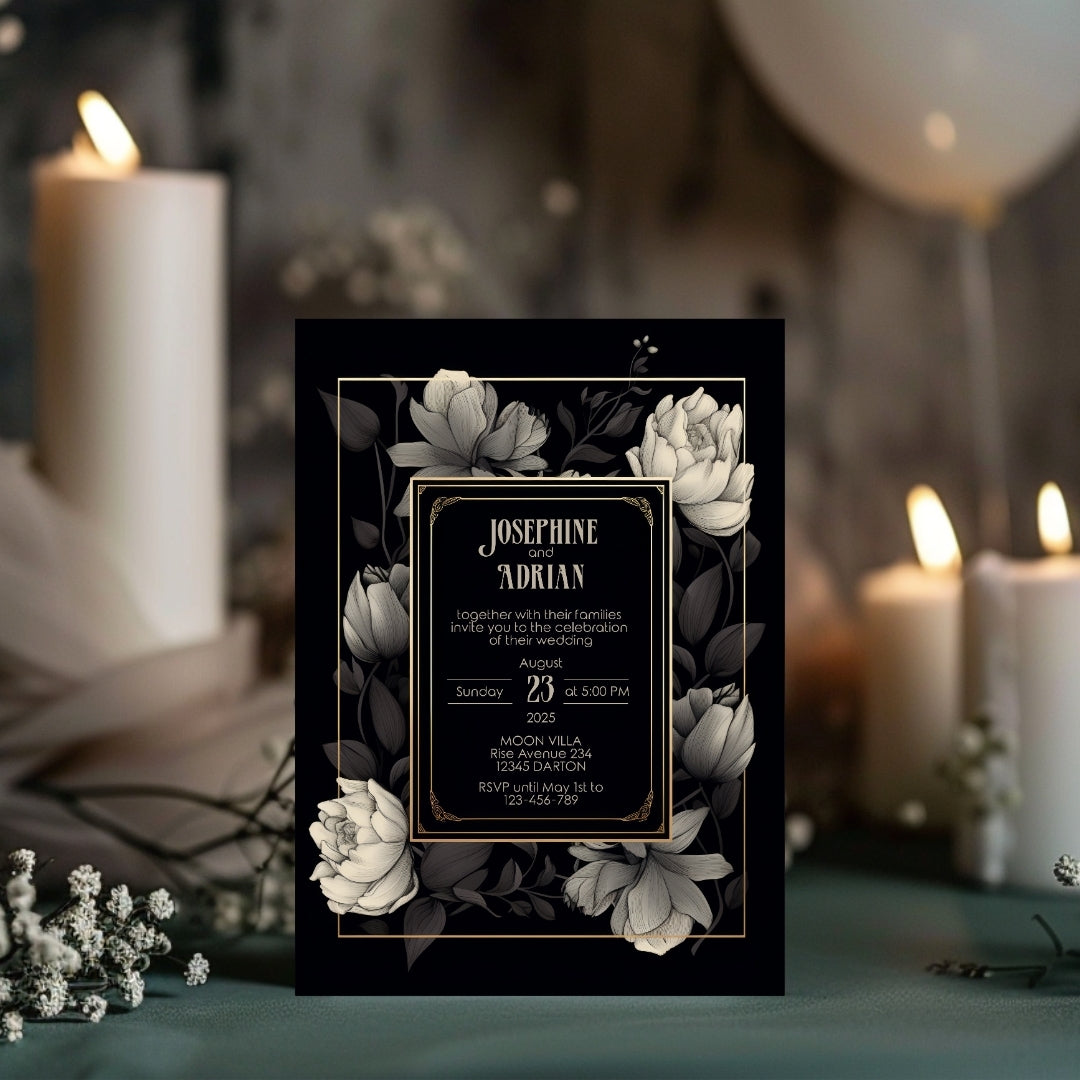 Romantic Floral Elegance Wedding Invitation