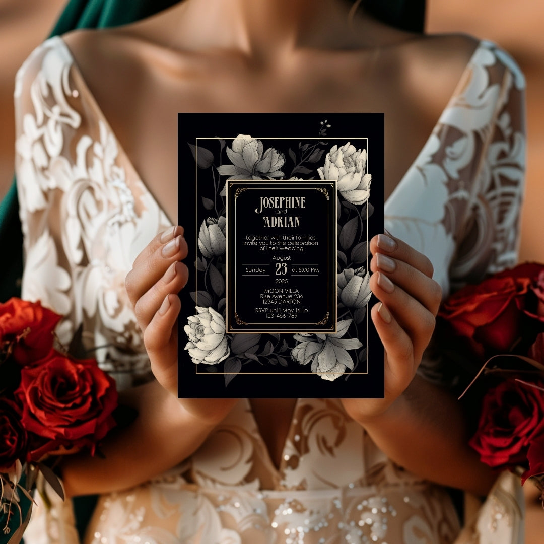 Romantic Floral Elegance Wedding Invitation