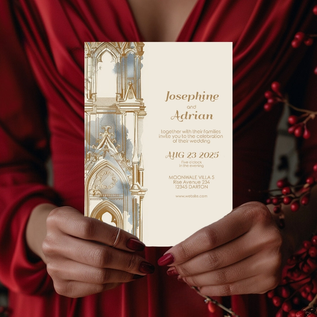 Romantic Gothic Church Ruin Wedding Invitation