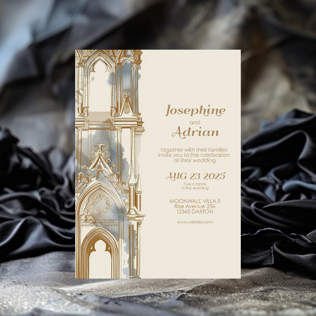 Romantic Gothic Church Ruin Wedding Invitation