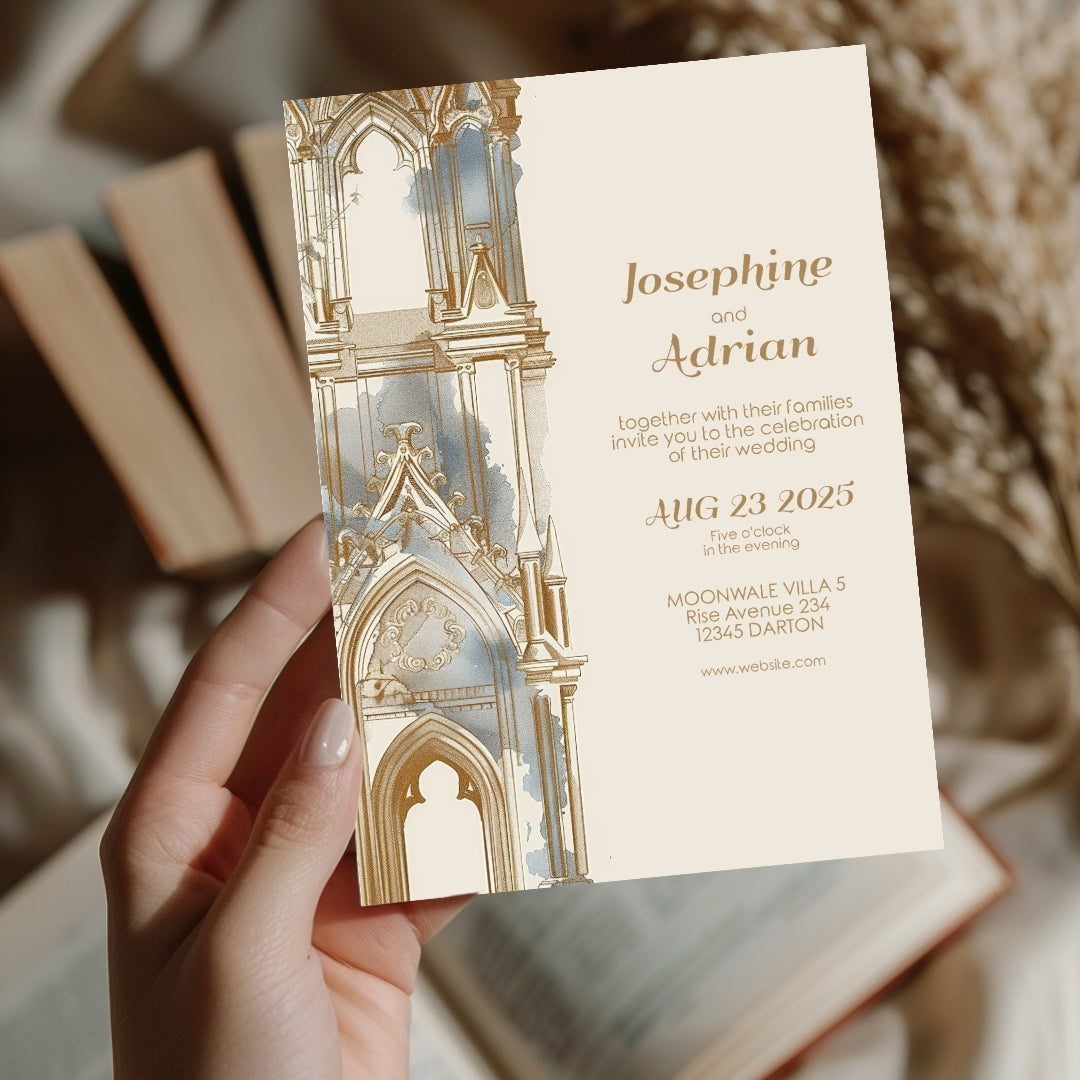 Romantic Gothic Church Ruin Wedding Invitation