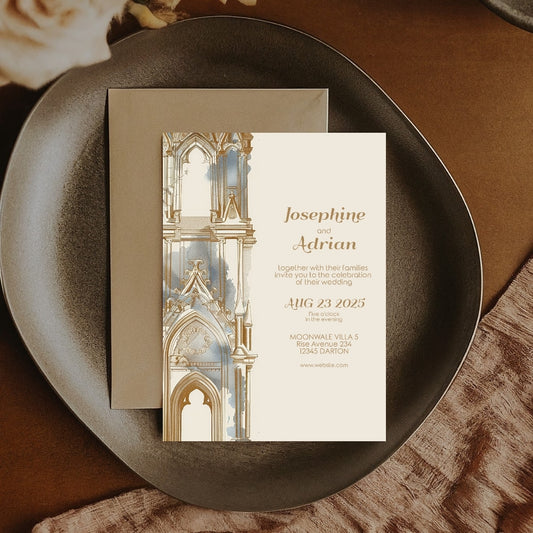 Romantic Gothic Church Ruin Wedding Invitation