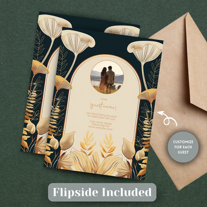 Elegant Vintage Mushroom Art Deco Wedding Invitation