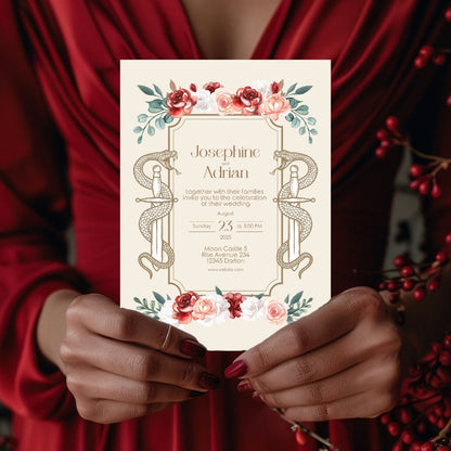 Serpent Sword and Rose Garden Wedding Invitation