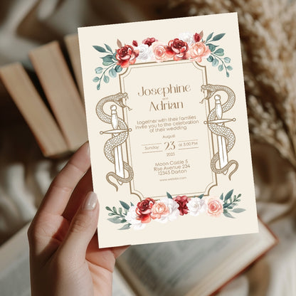 Serpent Sword and Rose Garden Wedding Invitation